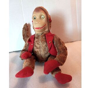 Midcentury or Earlier Stuffed Bellhop Monkey Doll Unknown Maker Vintage